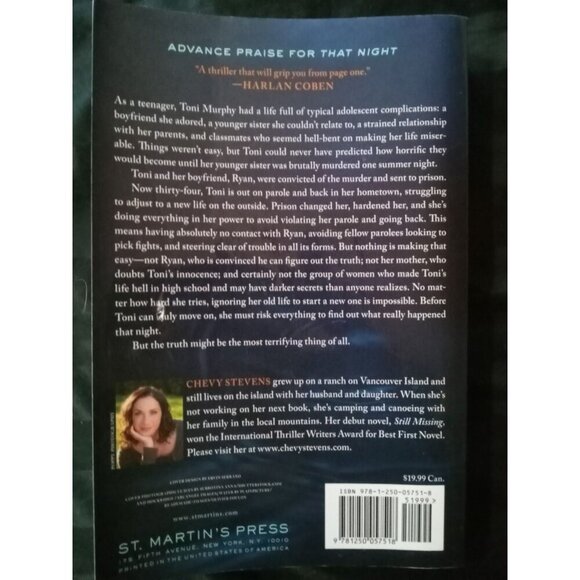 That Night by Chevy Stevens – Psychological Thriller – Paperback (2015) - Picture 2 of 2